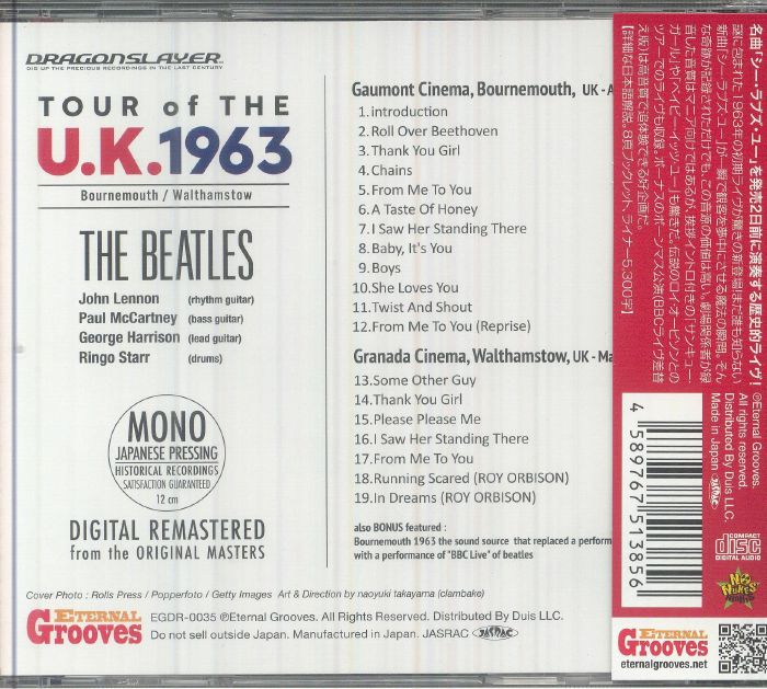 The BEATLES - Tour Of The UK 1963 (mono) (Japanese Edition) CD at