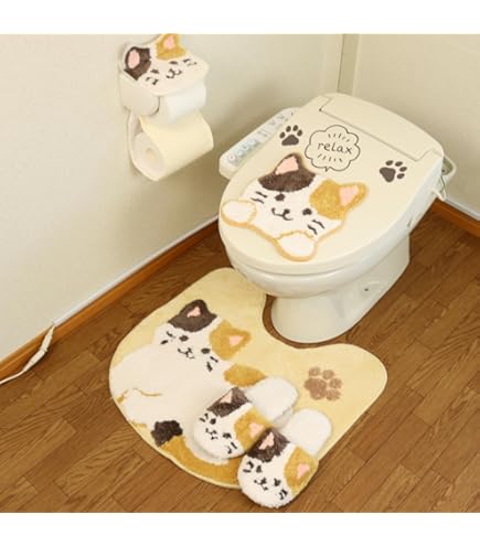 Amazon｜トイレマット セット 4点 ねこ ウォシュレット 猫 にゃんこ