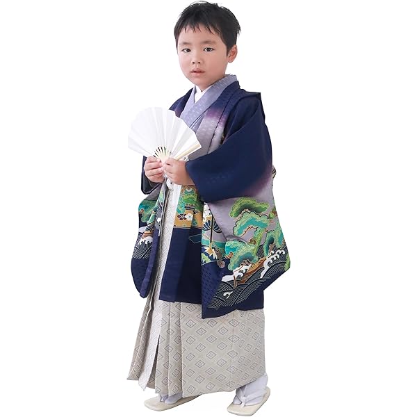 Amazon | 七五三 着物 男の子 五歳 羽織袴セット 市松模様 緑 黒