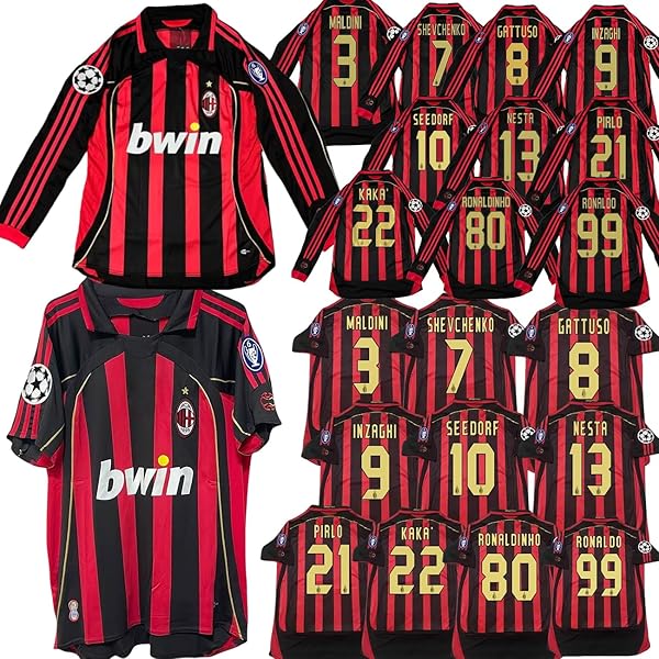 Amazon.co.jp: 復古版 ACミラン 06-07 サッカー ユニフォーム 3番 9番