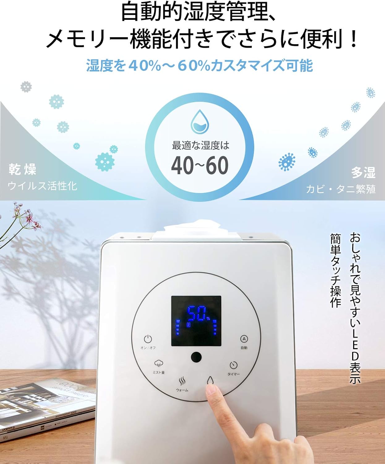 静かでエコな超音波式＆パワフルな加熱式。両対応の「ハイブリッド加湿