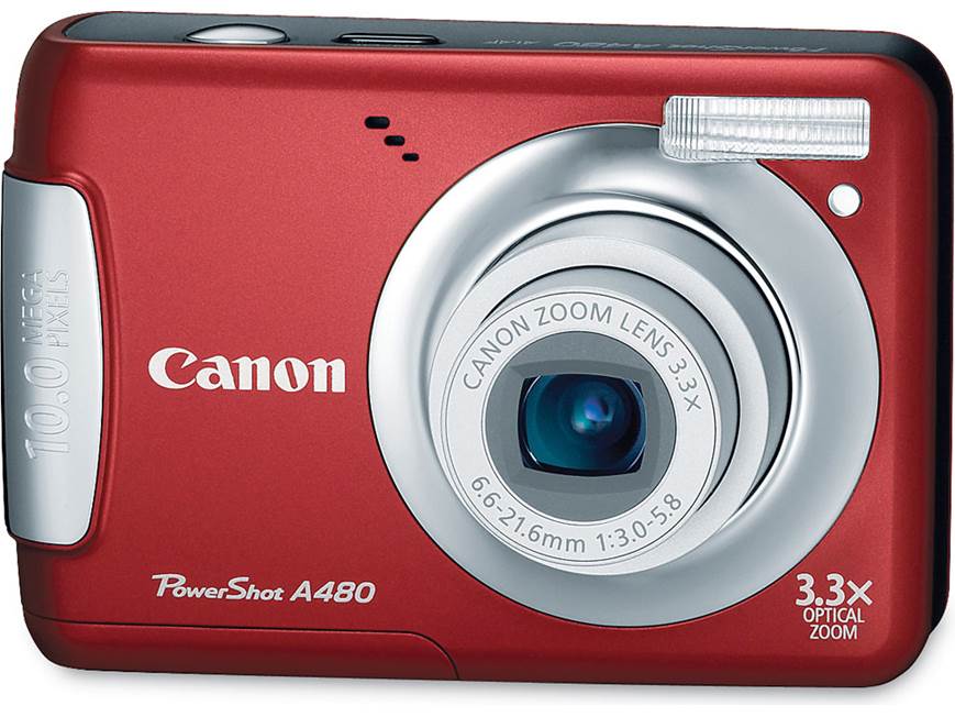 Canon PowerShot A480 (Red) 10-megapixel digital camera with 3.3X