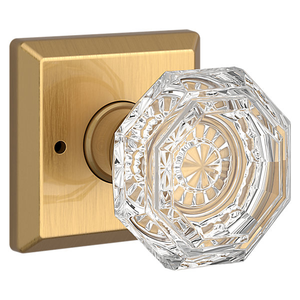 Crystal Knob & Traditional Square Rose- Privacy - Lifetime (PVD