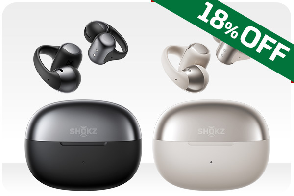 Shokz史上最軽量イヤーカフ型イヤホン。 Dolby Audio対応、耳を自動