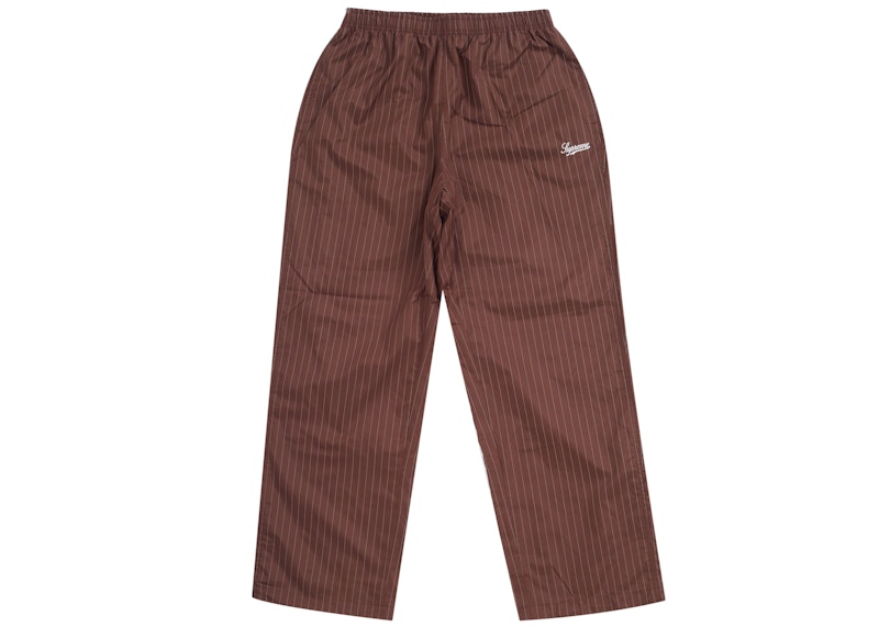 Supreme Reflective Pinstripe Track Pant Brown Men's - FW24 - US
