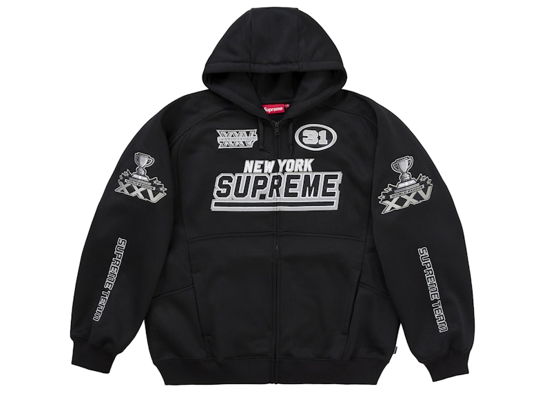 Supreme Football Zip Up Hooded Sweatshirt (FW25) Black Men's