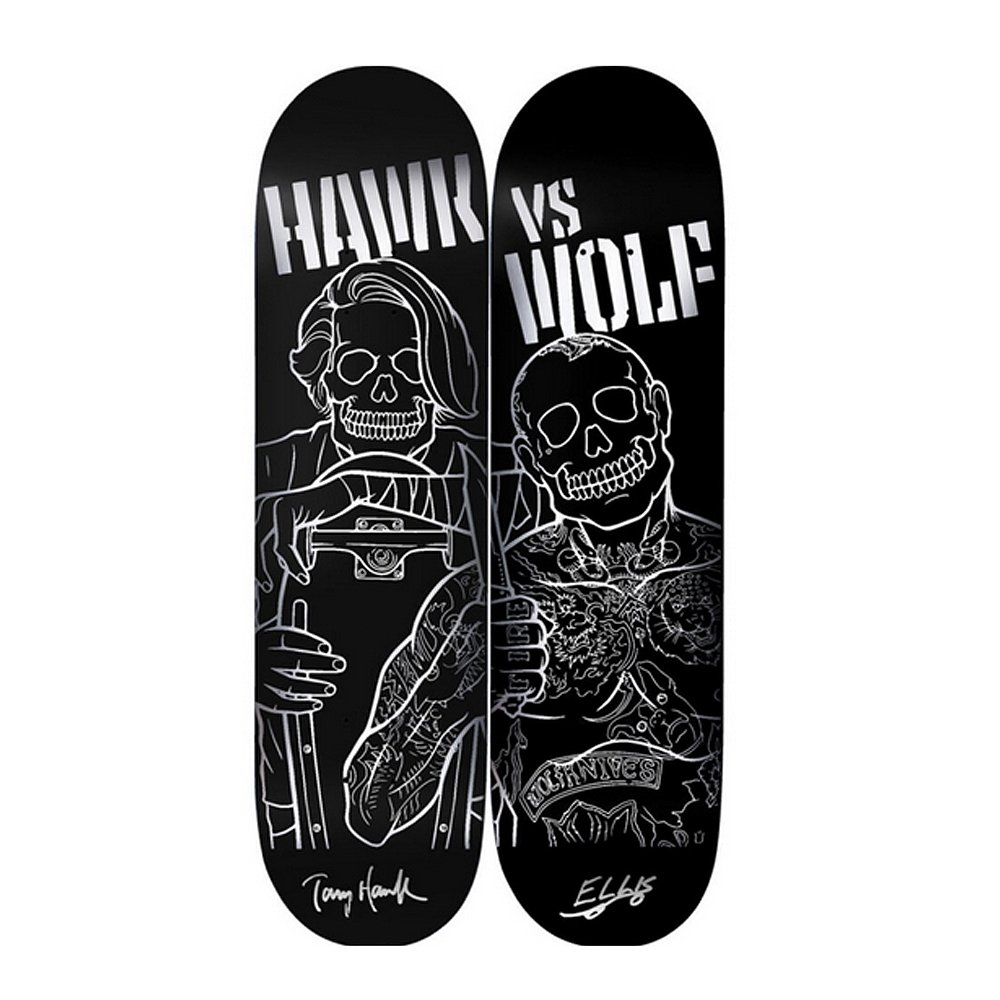Hawk Vs Wolf Signed Skateboard Deck Pair — Official Tony Hawk