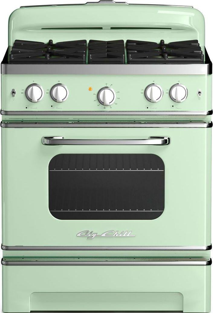 Big Chill BCR30OLP 30 Inch Retro Gas Range: Orange, Liquid