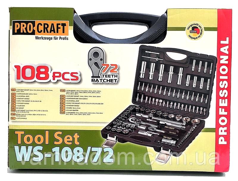 Набор ручного инструмента Procraft WS-108/72 (108 предметов