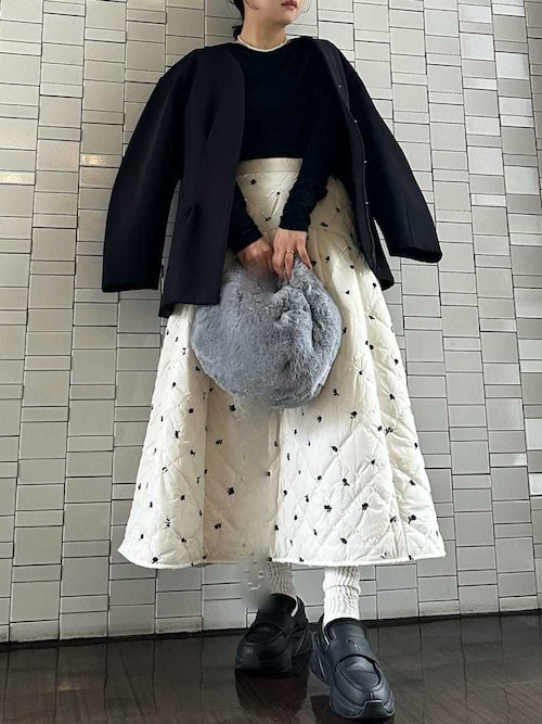 セール】フラワーエンブロイダリーキルティングスカート（スカート