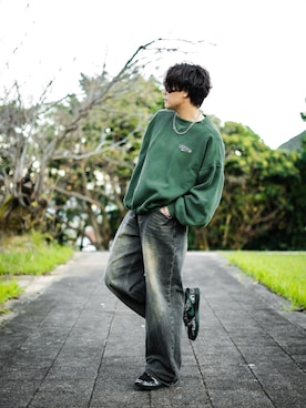 NIKEのスニーカー（グリーン系）を使ったメンズ人気ファッション