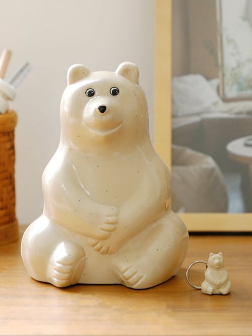 シロクマ貯金箱 ポーラーベアーキーホルダー キーリング チャーム ミニ