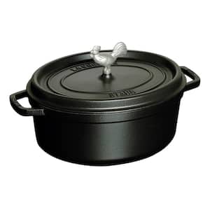 staub Cast Iron 7-qt. Round Cast Iron Dutch Oven in Black with Lid