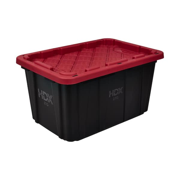 HDX 77 Gal. Tough Storage Tote with Wheels in Black with Yellow