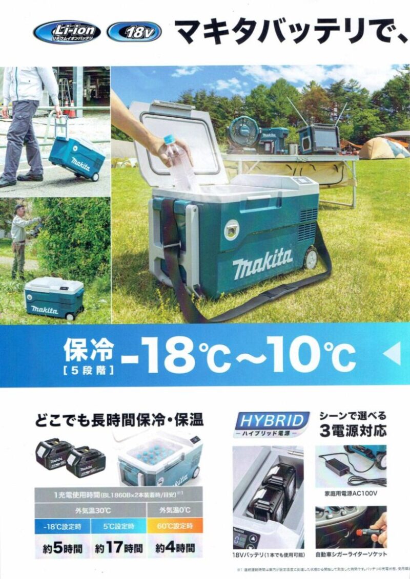 マキタ充電式保冷温庫CW180DZ販売再開します。 | くらしの工具屋