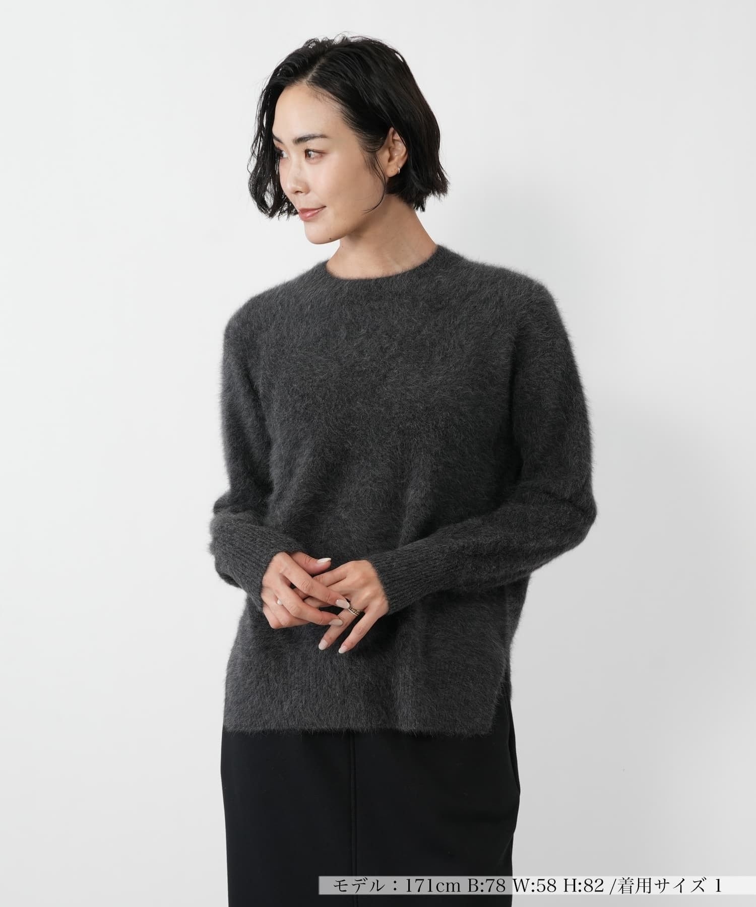 フォックス&カシミヤ混クルーネックニット【PASSIONE】|ネミカ