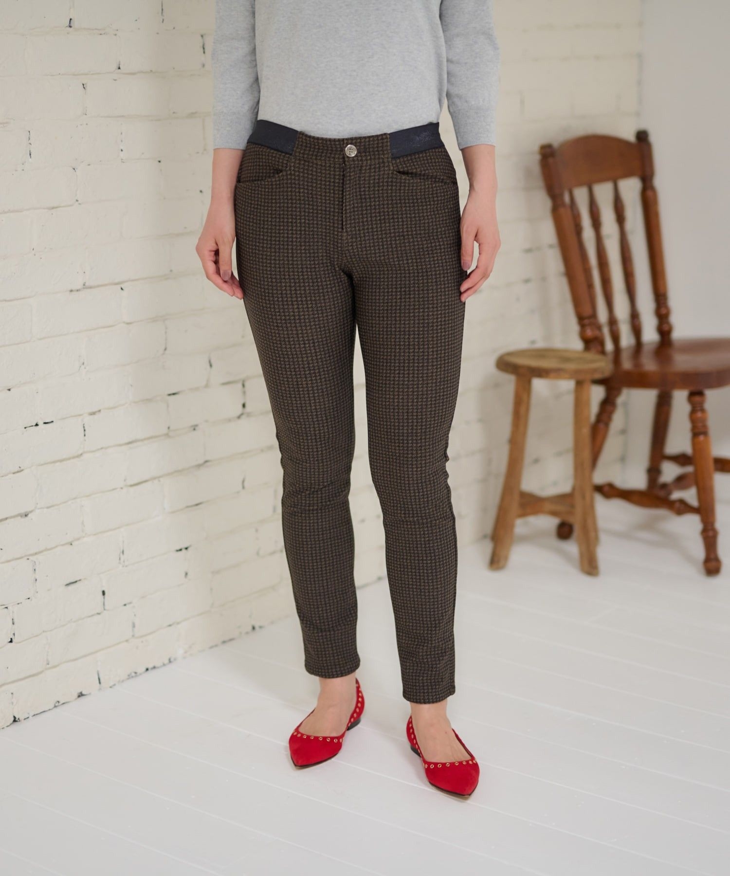 あったか】ウエストゴム千鳥格子柄パンツ|キャラ・オ・クルス