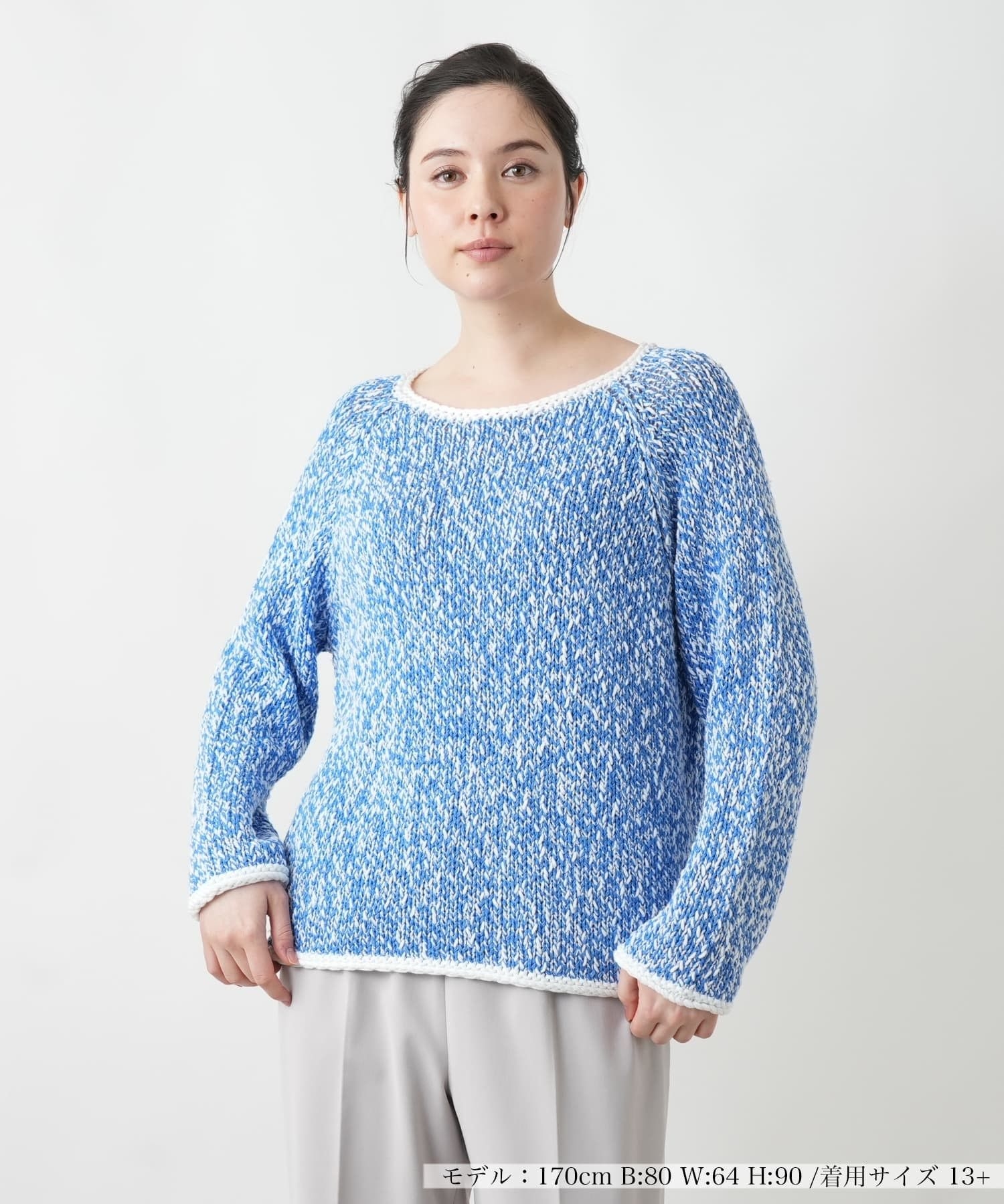 美品 Resurrection レザレクション 総柄ニット L ブルー RESURRECTION