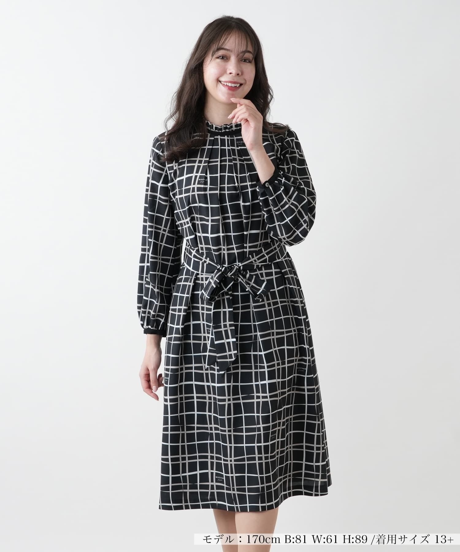 店舗人気】チェックフレアワンピース【ROCHAS Premiere】【RATTI