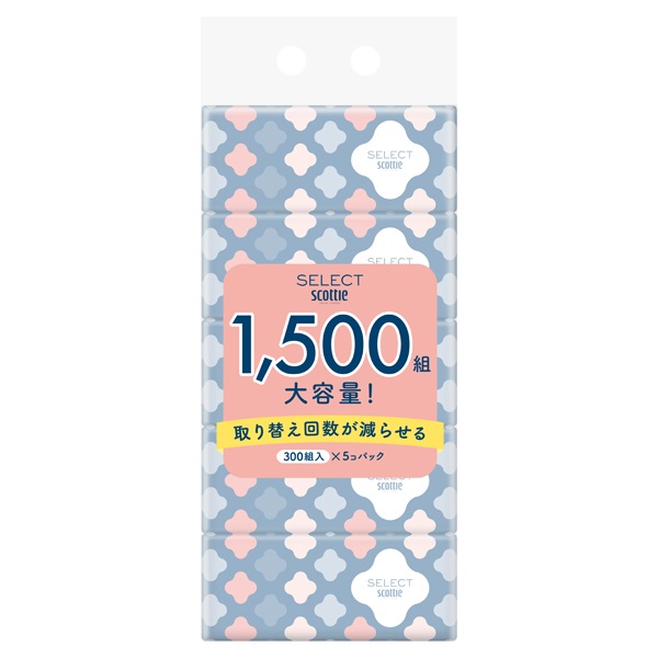 スコッティ セレクトソフトパックティッシュ 300組×5個 scottie 日本