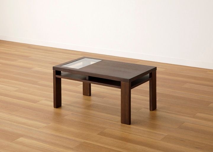 ガラス・ローテーブル～収納付き～モダンアジアンテイストの魅せる