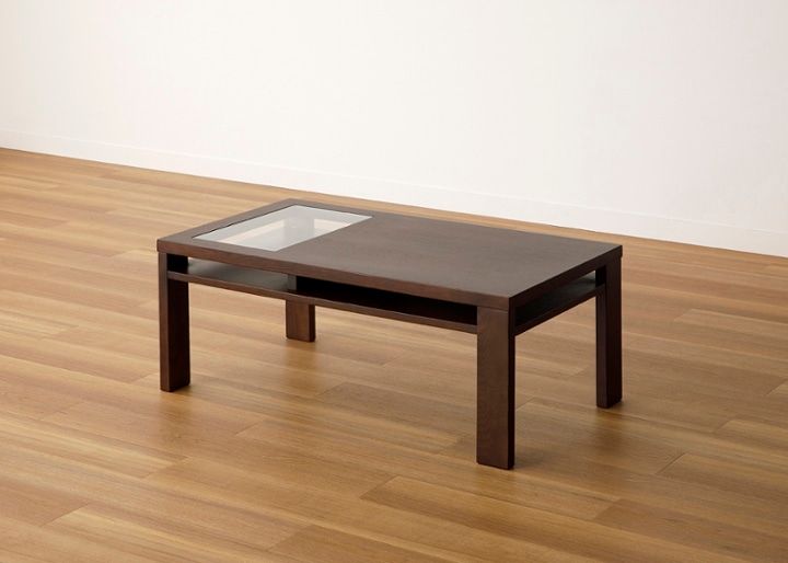 ガラス・ローテーブル～収納付き～モダンアジアンテイストの魅せる