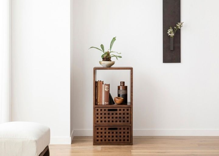 2ユニットキューブv04 (GB)～収納棚・本棚・ローボード～無垢材の素材