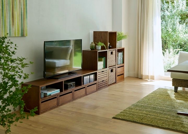 2ユニットキューブv04 (GB)～収納棚・本棚・ローボード～無垢材の素材