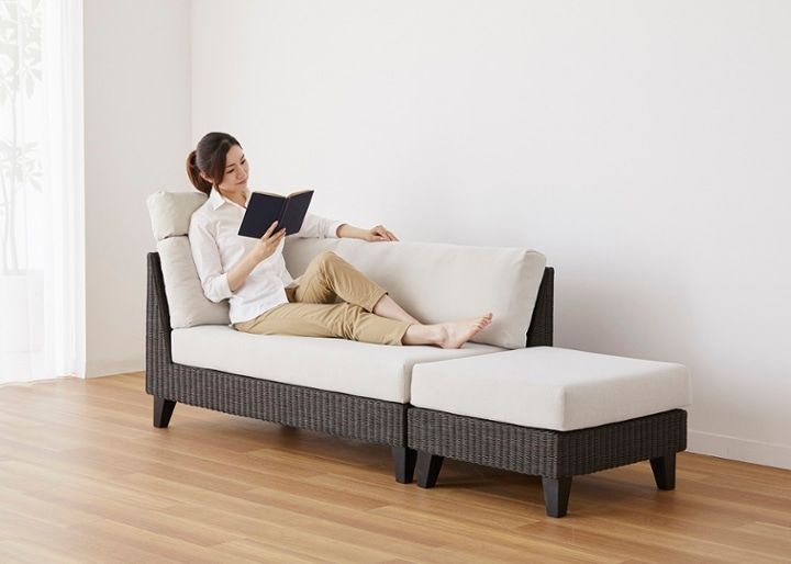 ラン・コンパクトソファ v01 セット (ラタン)・2人掛け～狭いリビング