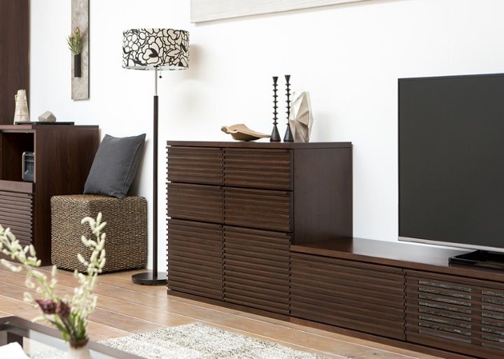 ルーバー・キャビネットv02 850 L ～チェスト～波から着想を得た横