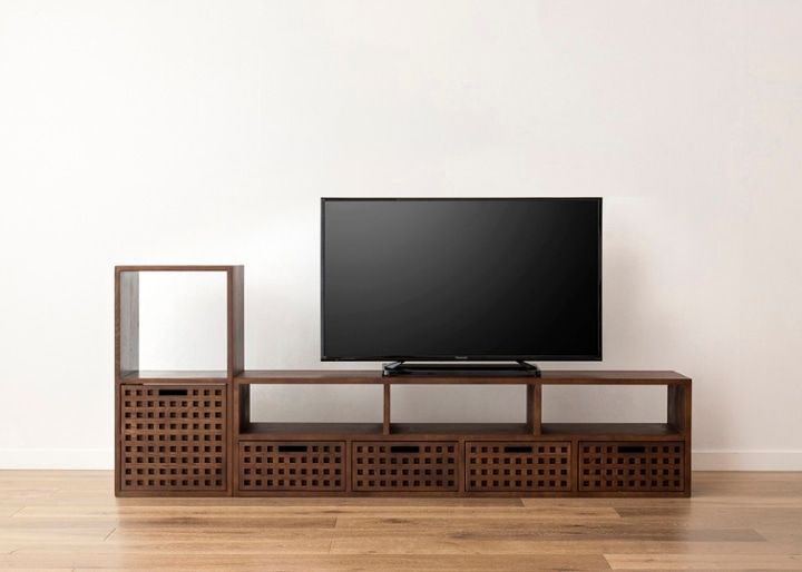 キューブ・テレビボード (GB) v01 セット ～ローボード～無垢材の素材