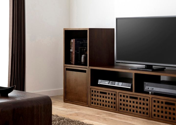 キューブ・テレビボード (GB) v01 セット ～ローボード～無垢材の素材