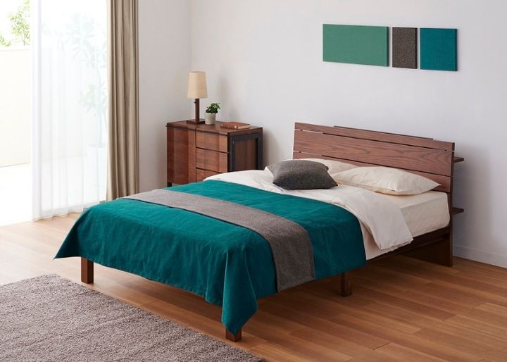 ムク・ベッド ベッドスプレッド＆スロー セット (フォレストグリーン