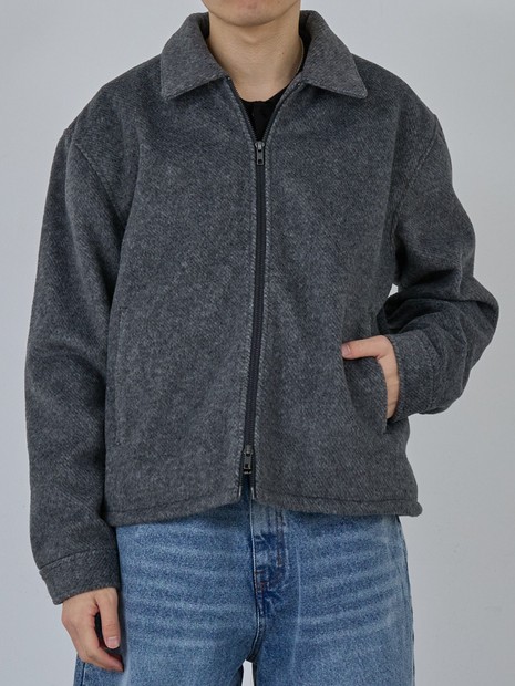 AH ABAHOUSE】クロップド ダブルジップアップ シャギーブルゾン