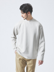 ダブルフェイス】ソフトタッチ モックネック ロングスリーブ Tシャツ