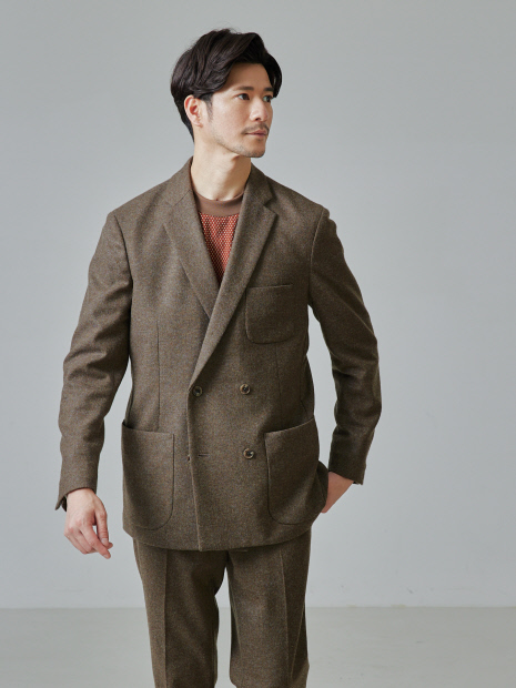 セットアップ対応】カシミヤ ブレンド ダブルジャケット｜OUTLET