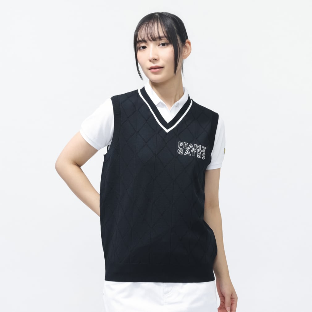 パーリーゲイツ レディース ゴルフウェア ベスト 春 夏 PGisPG ロゴJQ