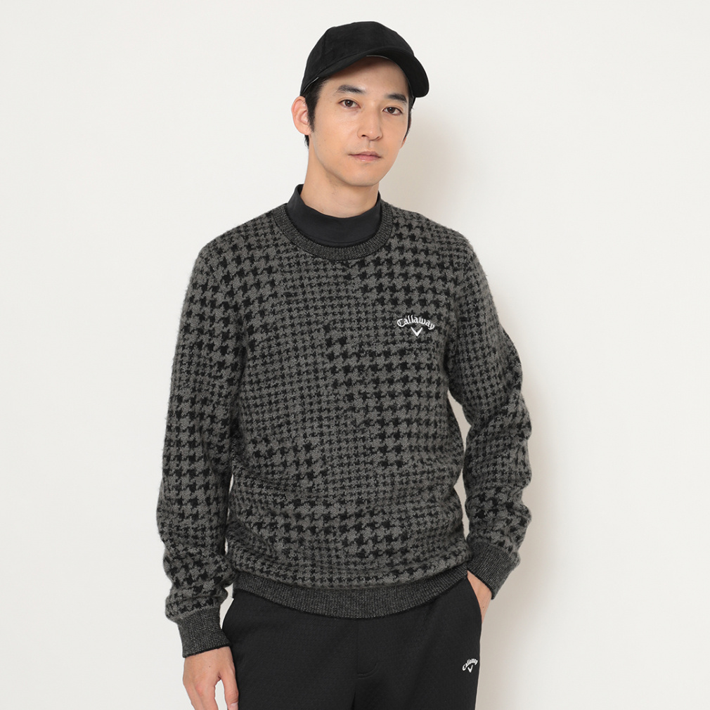 キャロウェイ ゴルフウェア 長袖セーター 秋 冬 千鳥ジャカードクルー