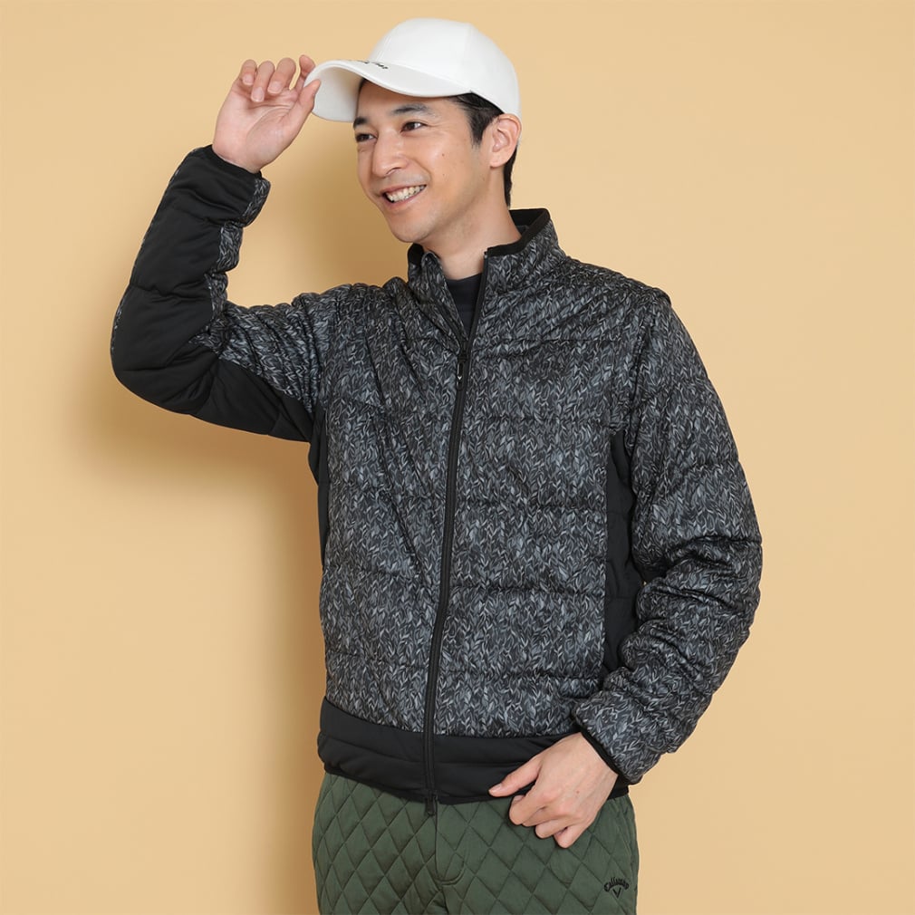 キャロウェイ ゴルフウェア 中綿ジャケット 秋 冬 フェザープリント