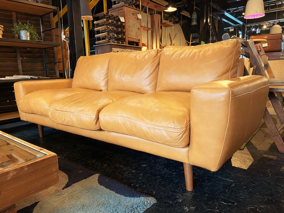 美品 unico/ウニコ MOLN モルン 3P レザー ソファ 3シーター 3人掛け