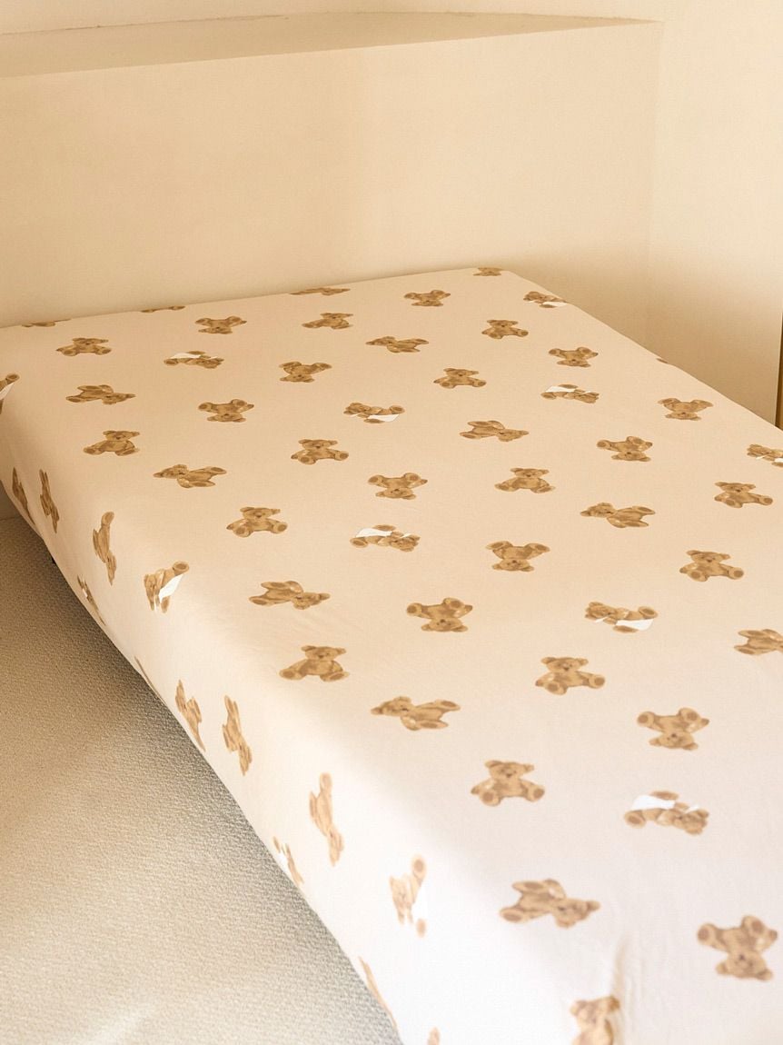 Sleep】ベア柄BOXシーツ（ダブル）(ボックスシーツ・敷きパッド