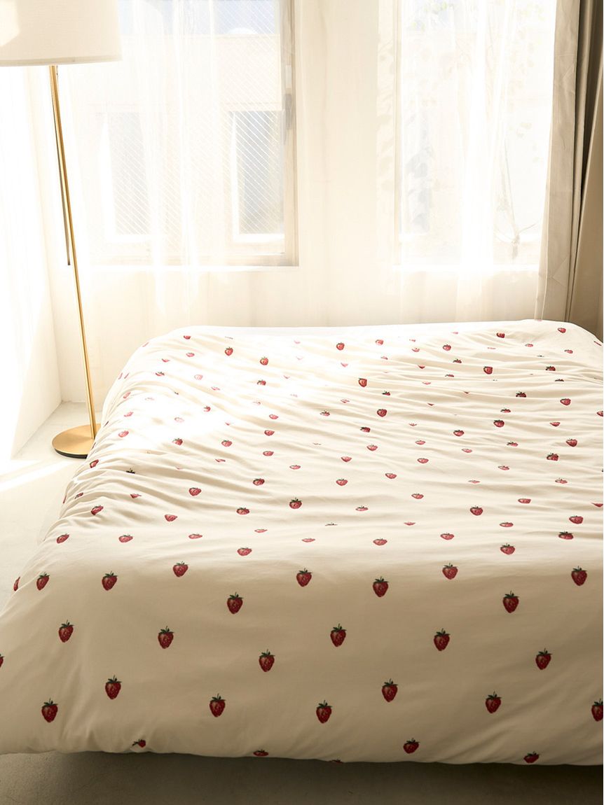 Sleep】ストロベリー柄掛けカバー（セミダブル）(掛け布団カバー