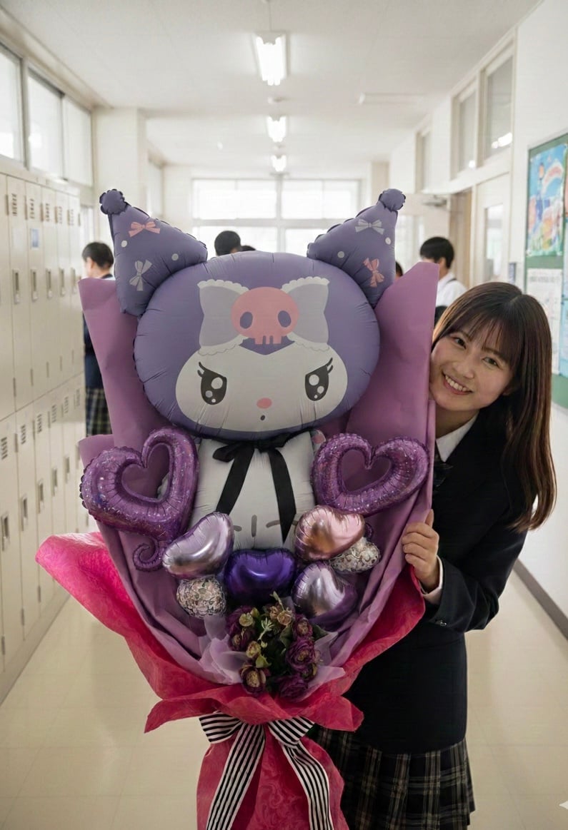 お届け地域限定BIGバルーンバンチ クロミちゃん 大きなバルーン花束