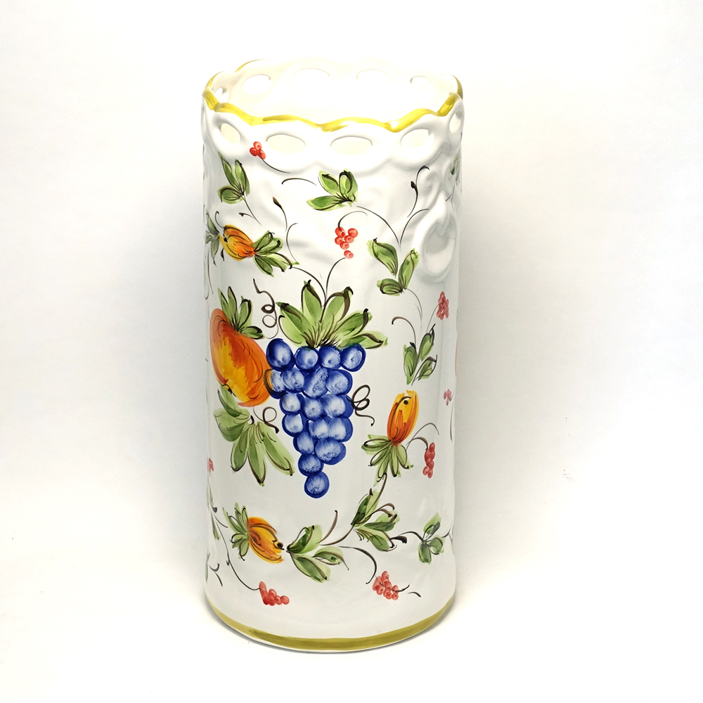 ポルトガル製 陶器 傘立て レース トロピカル フルーツ柄 伝統