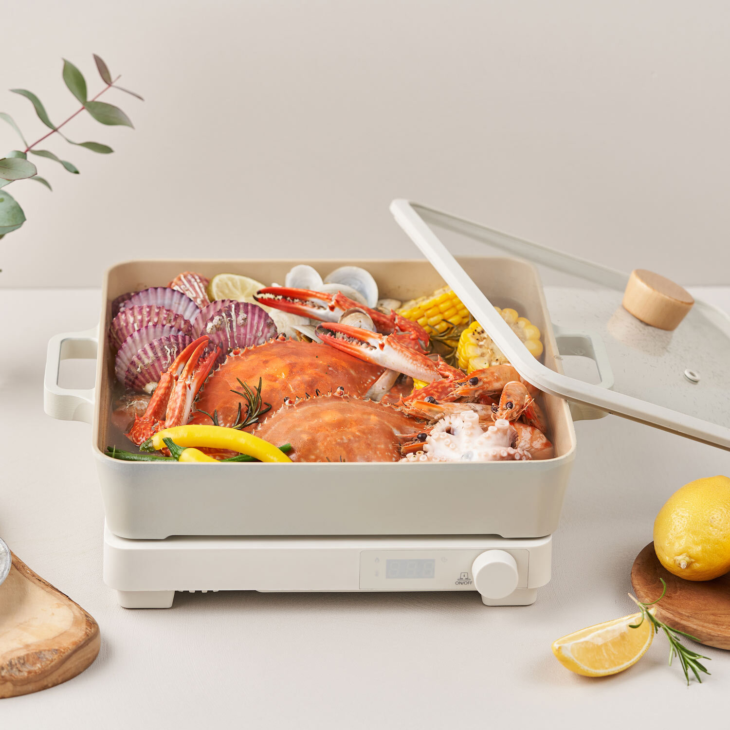 FIKA スクエア ローポット 28cm ガス火専用 両手鍋 浅型 蓋付き