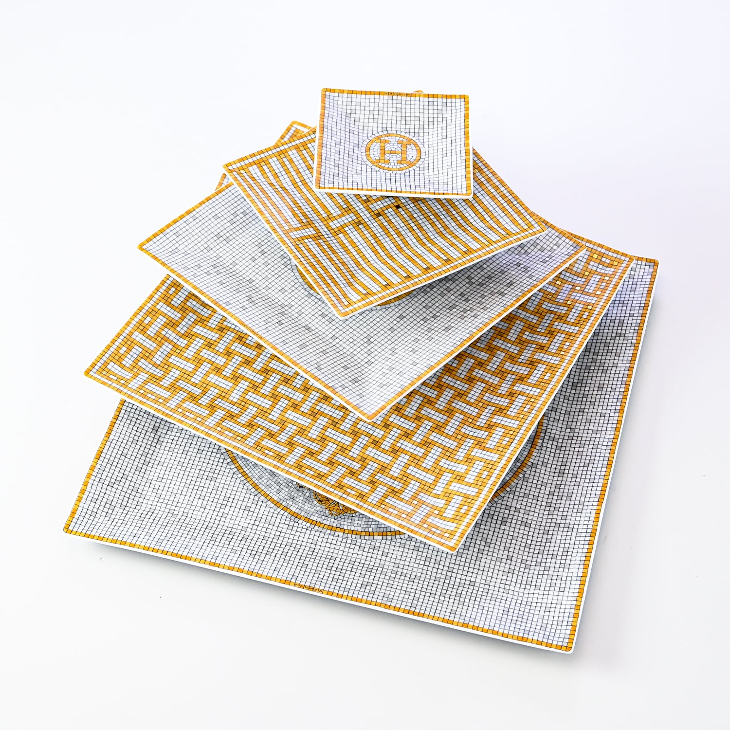 超美品】エルメス モザイク24 デザートプレート 21cm ゴールド 2M28