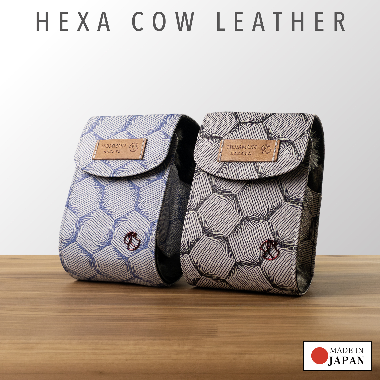 HOMMON ホンモン ゴルフ 距離計ケース 本革 ヘキサカウ 日本製 黒 青