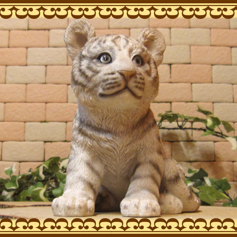 トラ 置物 リアル ベビーホワイトタイガー アニマルオブジェ ガーデン