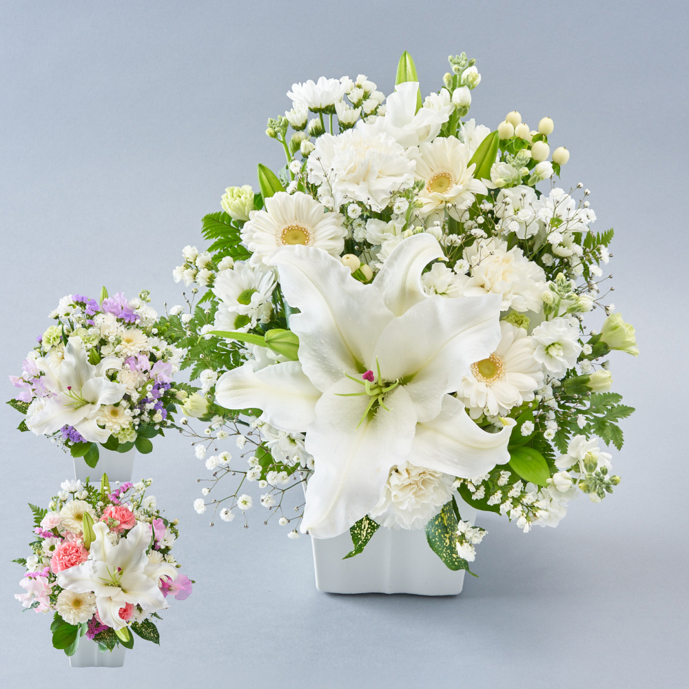 メモリアルアレンジメントM お供え そのまま飾れる ユリ