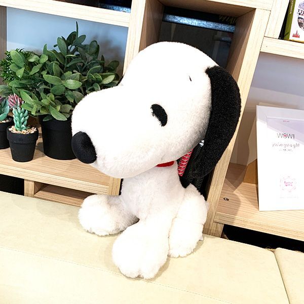 スヌーピー ぬいぐるみ レトロおすわり M インテリア ホワイト